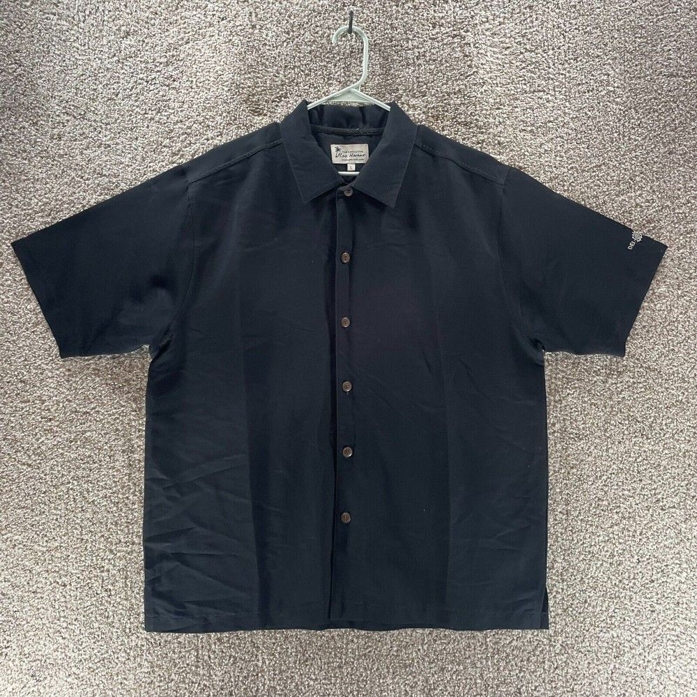 Del Sol Shirt Mens Large Black Short Sleeve Button Up Rio Havana The Executive‎